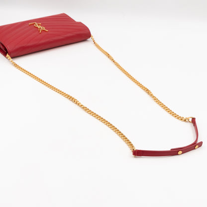 Classic Cassandre Envelope Chain Wallet Red Grained Leather