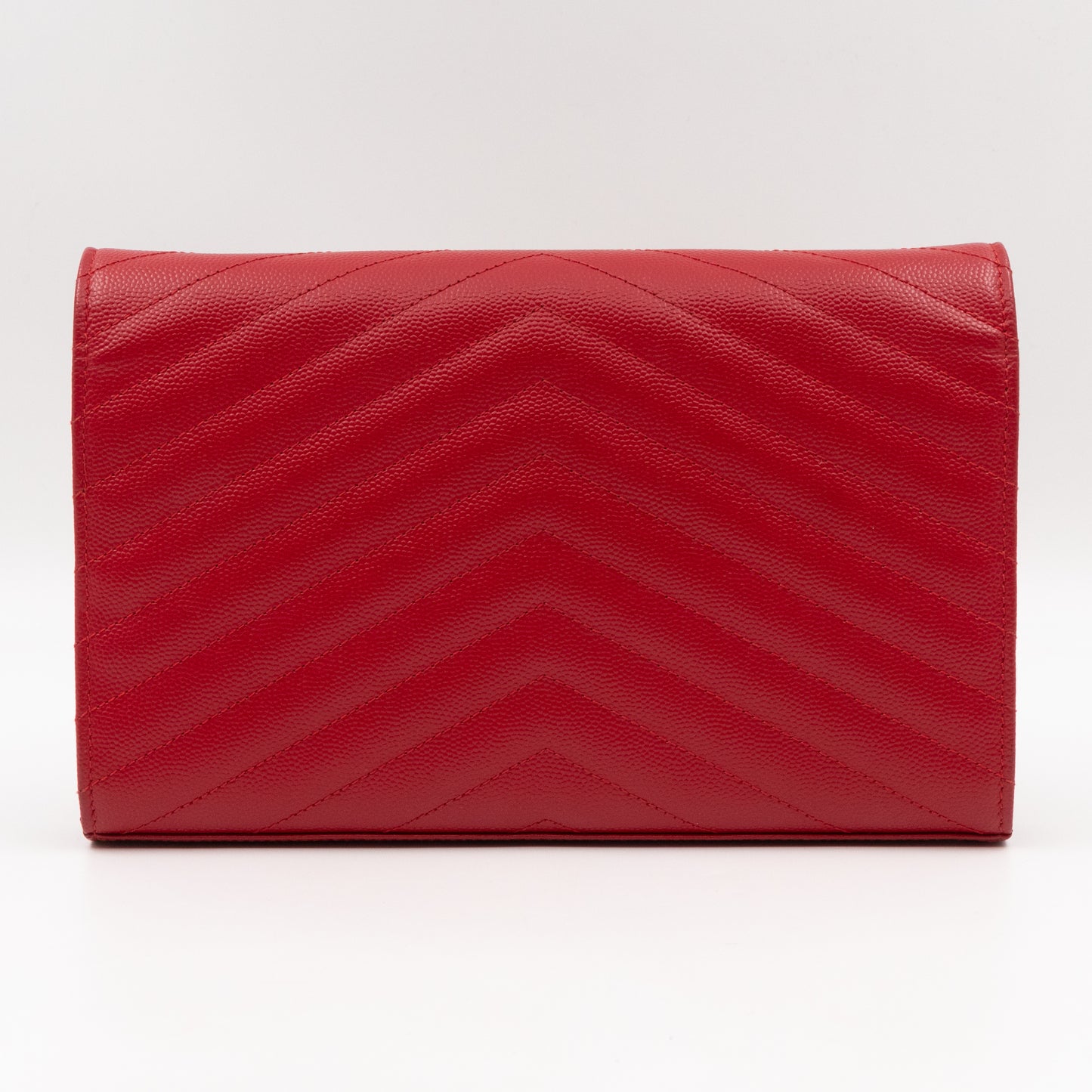 Classic Cassandre Envelope Chain Wallet Red Grained Leather