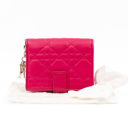 Lady Dior Compact Wallet Pink Cannage Leather