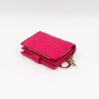 Lady Dior Compact Wallet Pink Cannage Leather