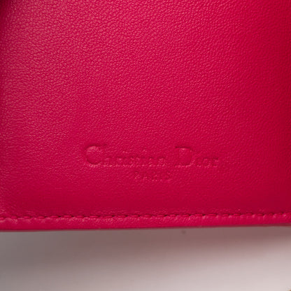 Lady Dior Compact Wallet Pink Cannage Leather