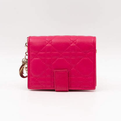 Lady Dior Compact Wallet Pink Cannage Leather