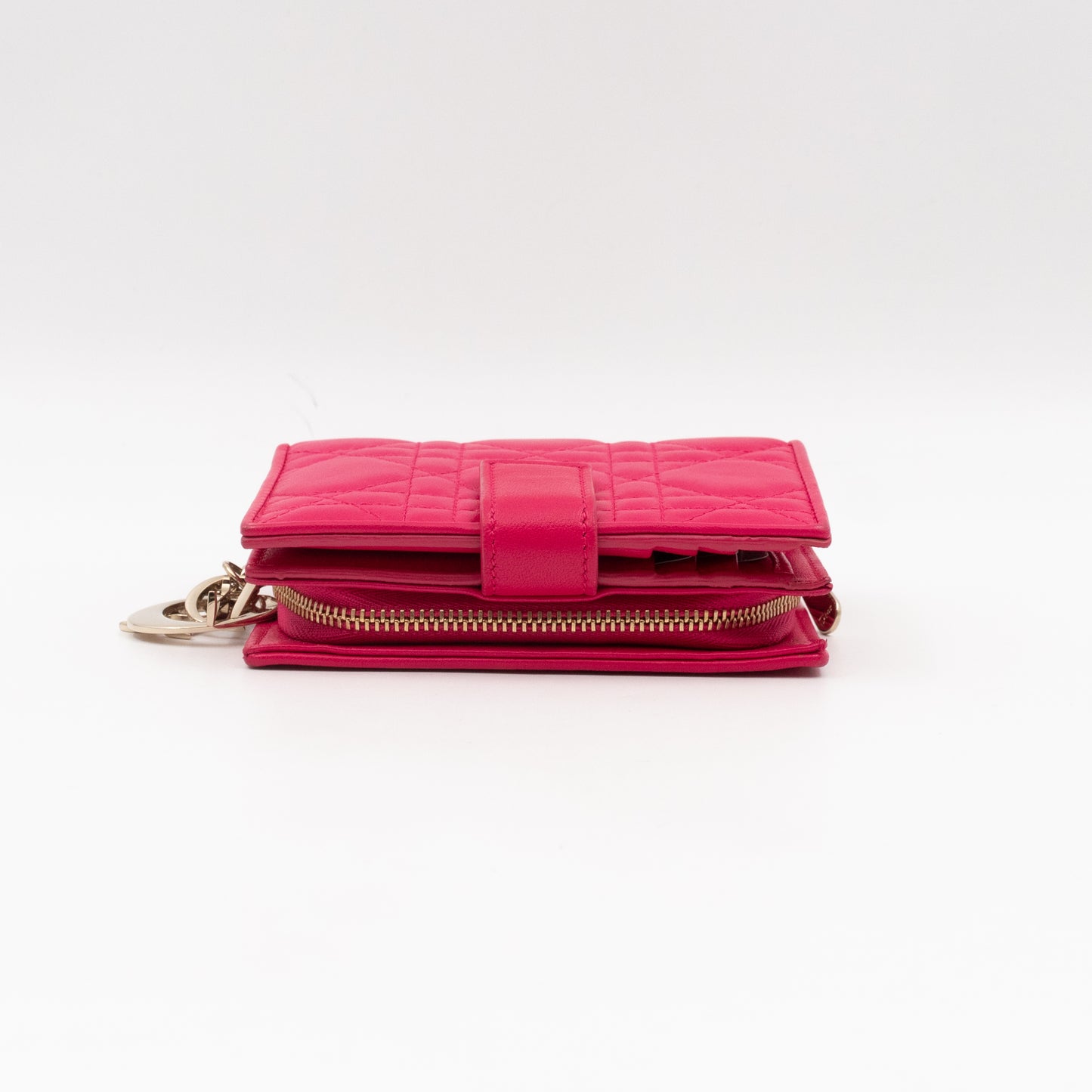 Lady Dior Compact Wallet Pink Cannage Leather