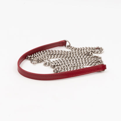 Cassandre Envelope Chain Wallet Red Grained Leather