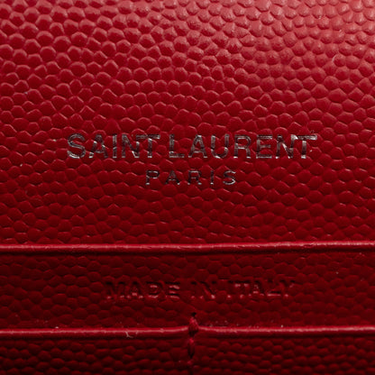 Cassandre Envelope Chain Wallet Red Grained Leather