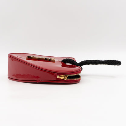 Sac Coeur Heart Clutch Red Patent Leather