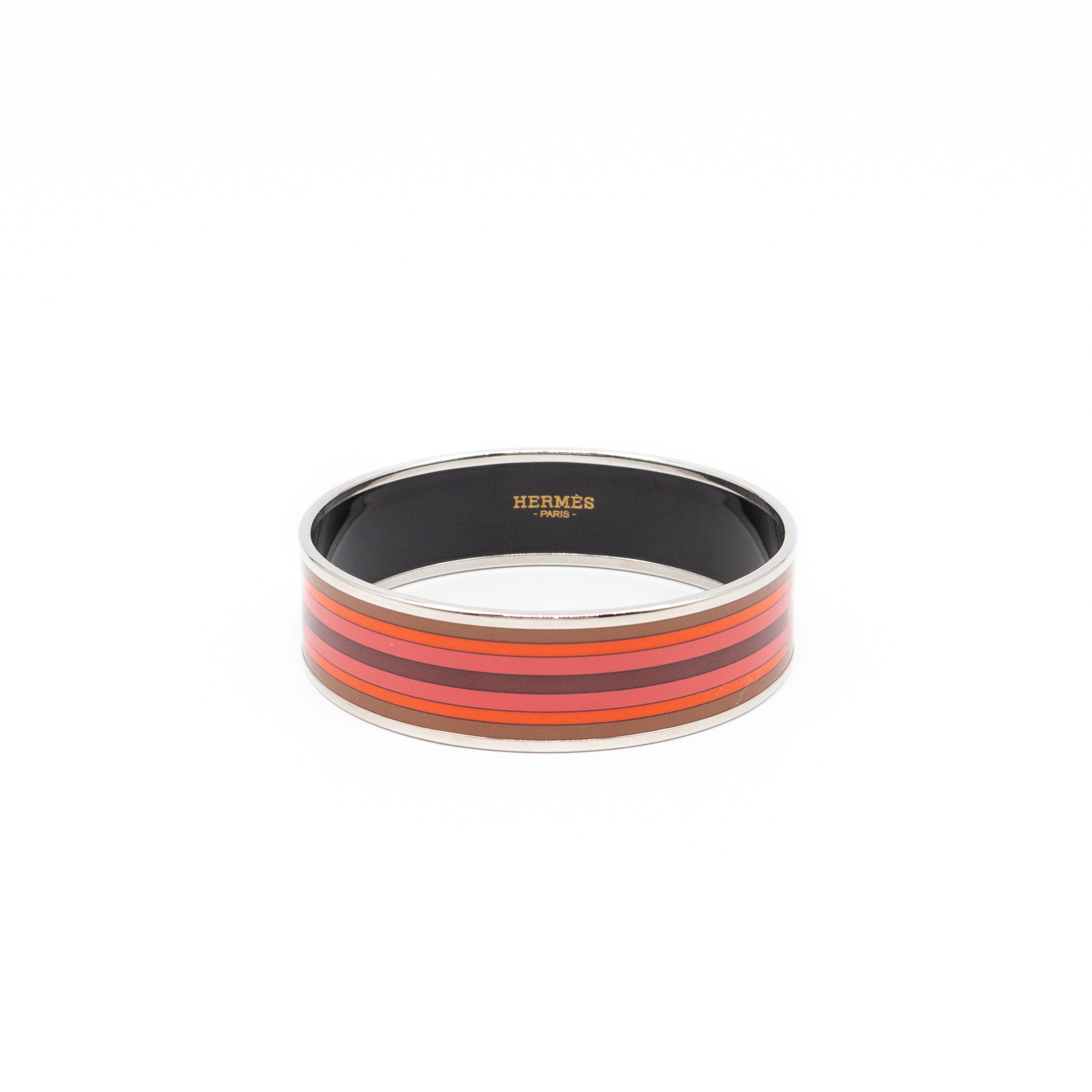 Enamel Printed Wide Nouveau Rocabar Bangle Bracelet Red