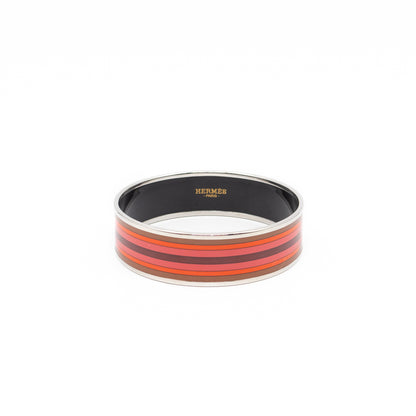 Enamel Printed Wide Nouveau Rocabar Bangle Bracelet Red
