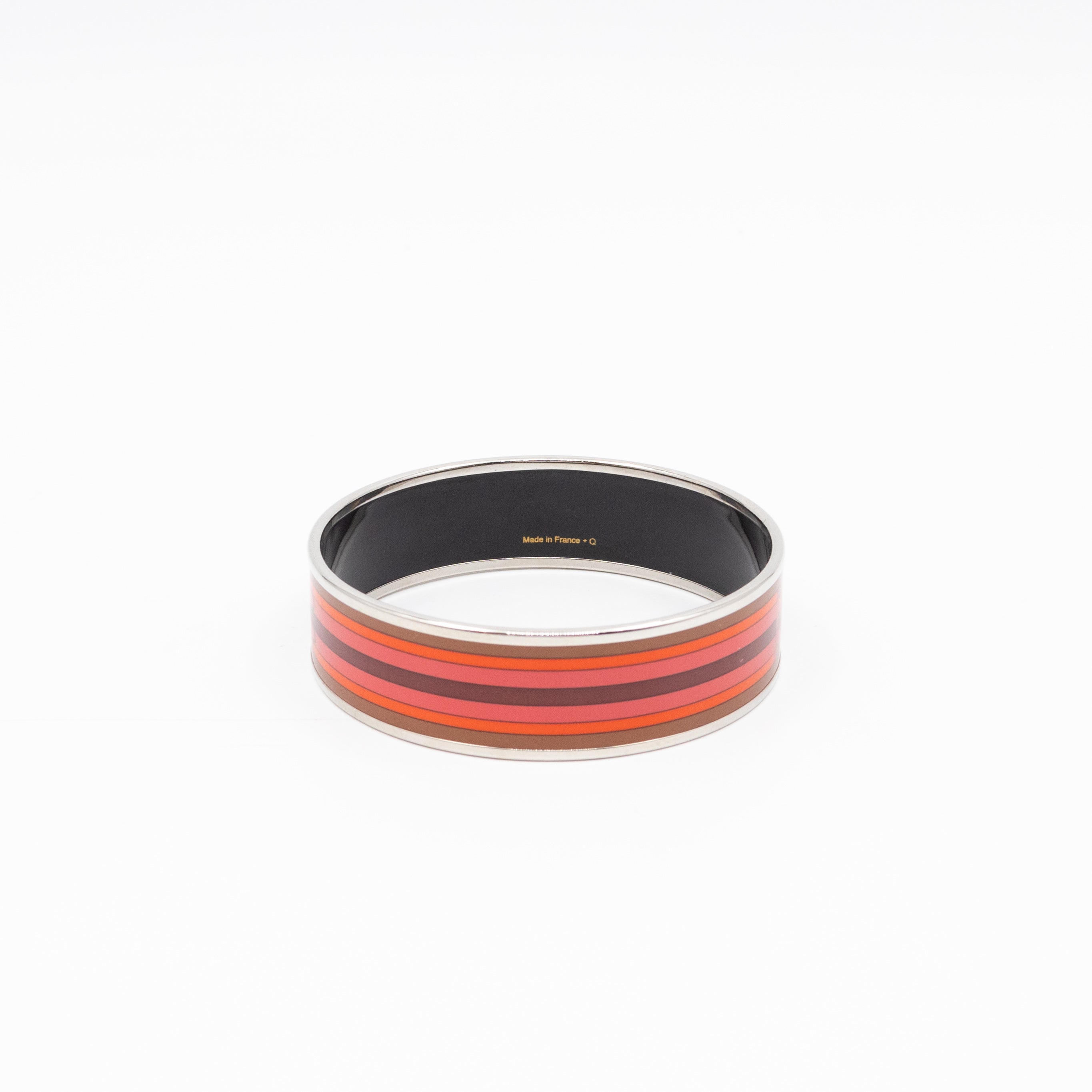 Enamel Printed Wide Nouveau Rocabar Bangle Bracelet Red