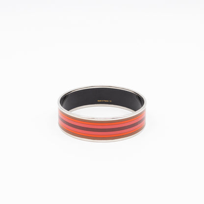 Enamel Printed Wide Nouveau Rocabar Bangle Bracelet Red
