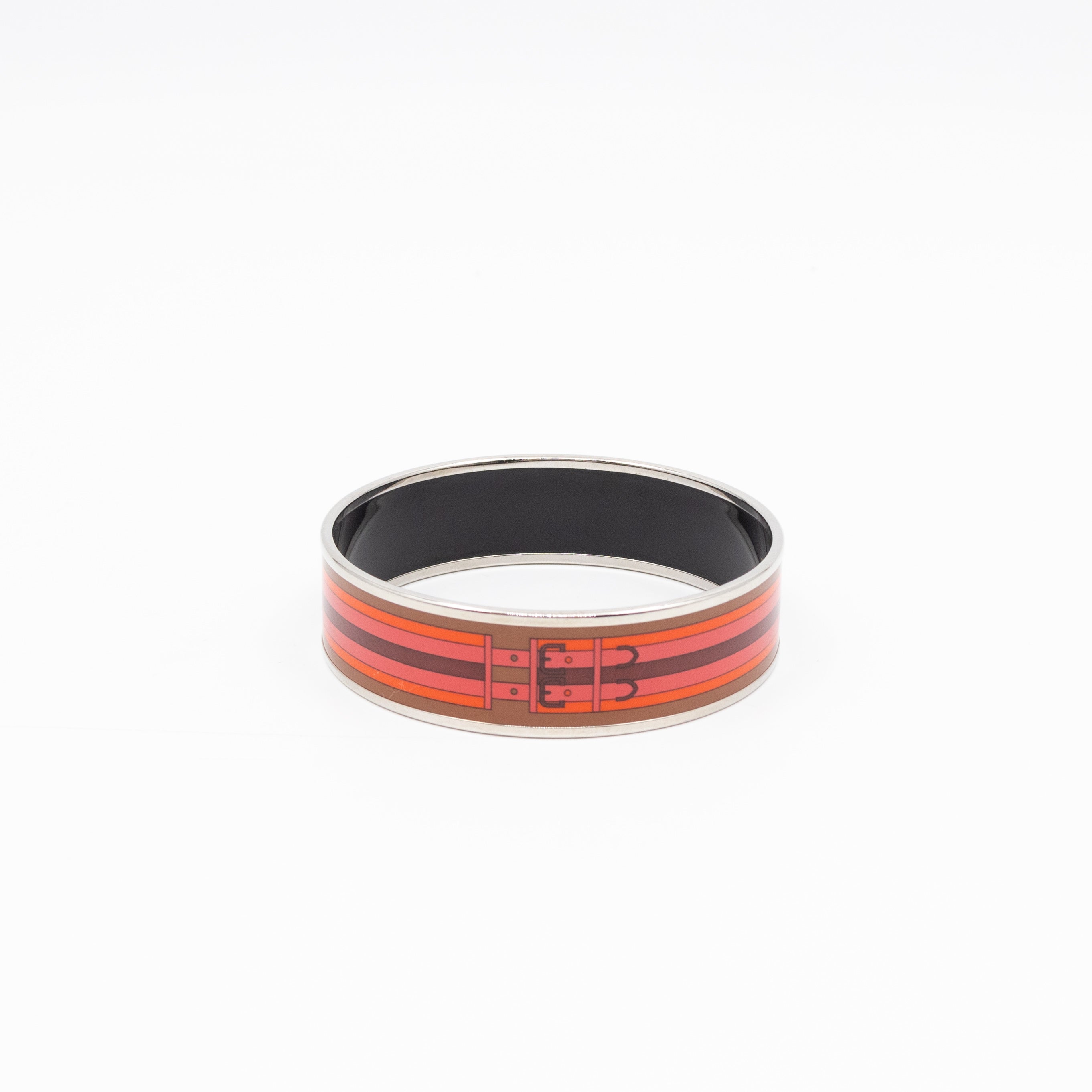 Enamel Printed Wide Nouveau Rocabar Bangle Bracelet Red