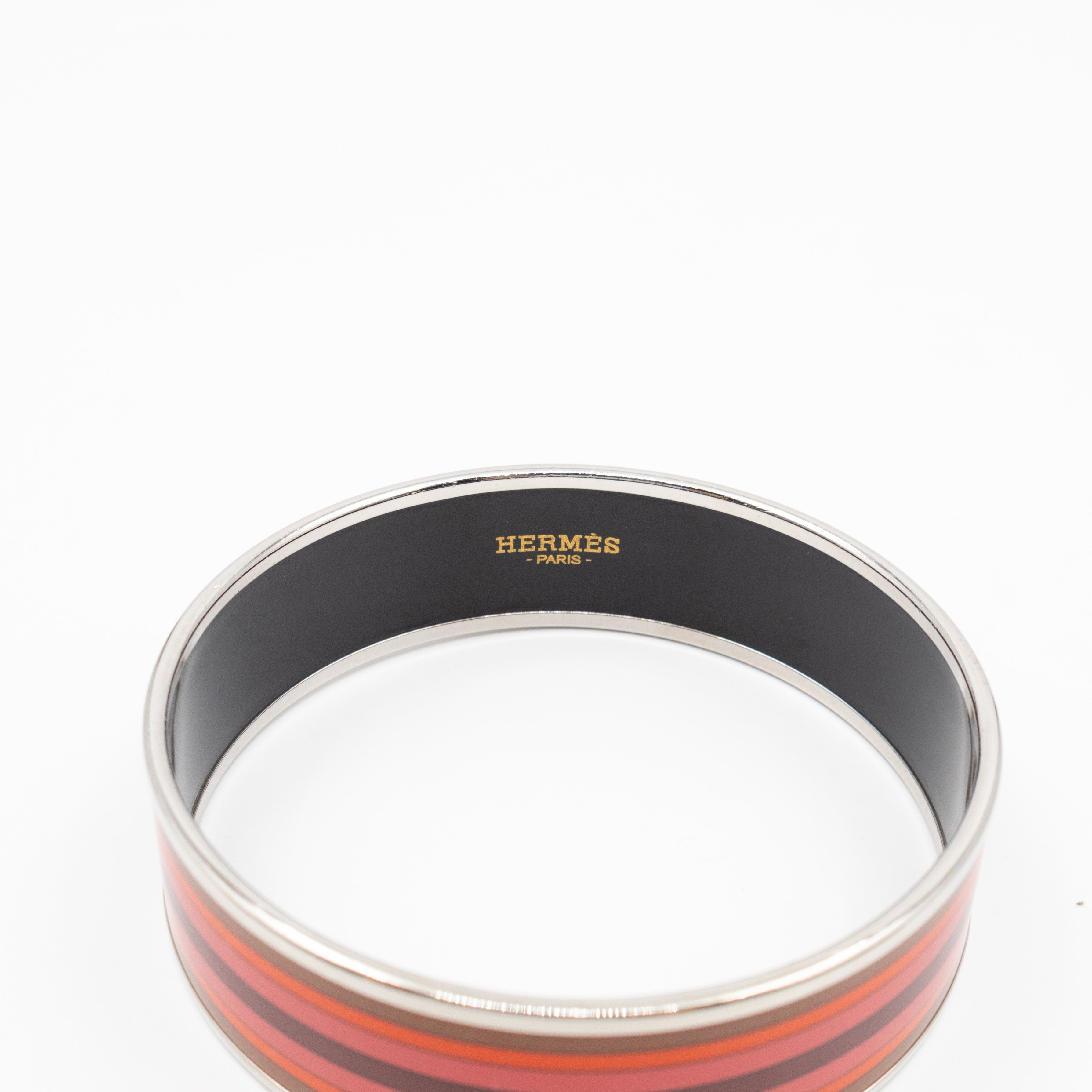 Enamel Printed Wide Nouveau Rocabar Bangle Bracelet Red