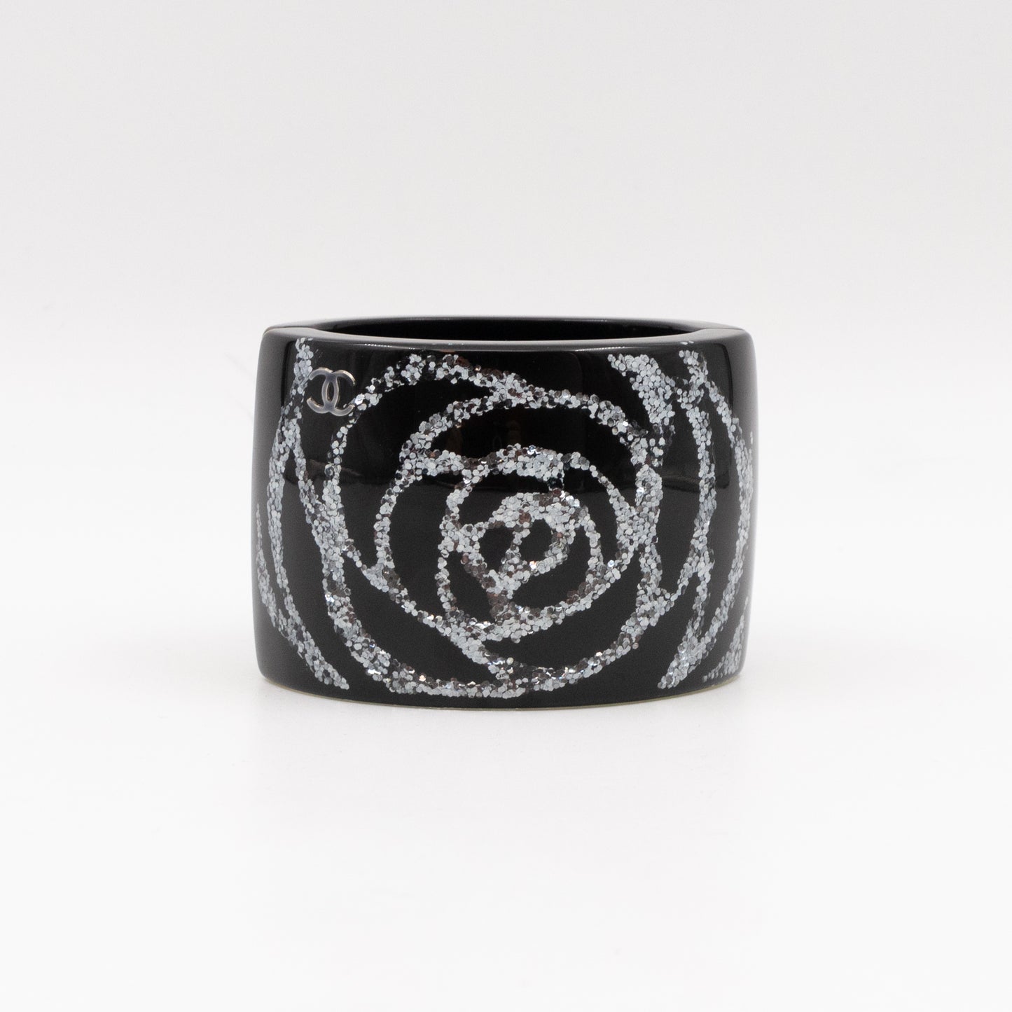 Glitter Camellia Resin Cuff