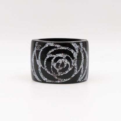 Glitter Camellia Resin Cuff