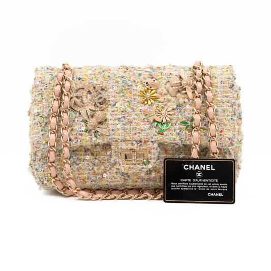 Gardens Charms 2.55 Reissue Flap Bag Multicolor Beige Tweed