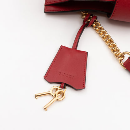 Padlock Small GG Shoulder Bag Hibiscus Red Guccissima Leather