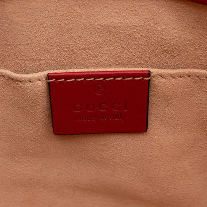 Padlock Small GG Shoulder Bag Hibiscus Red Guccissima Leather