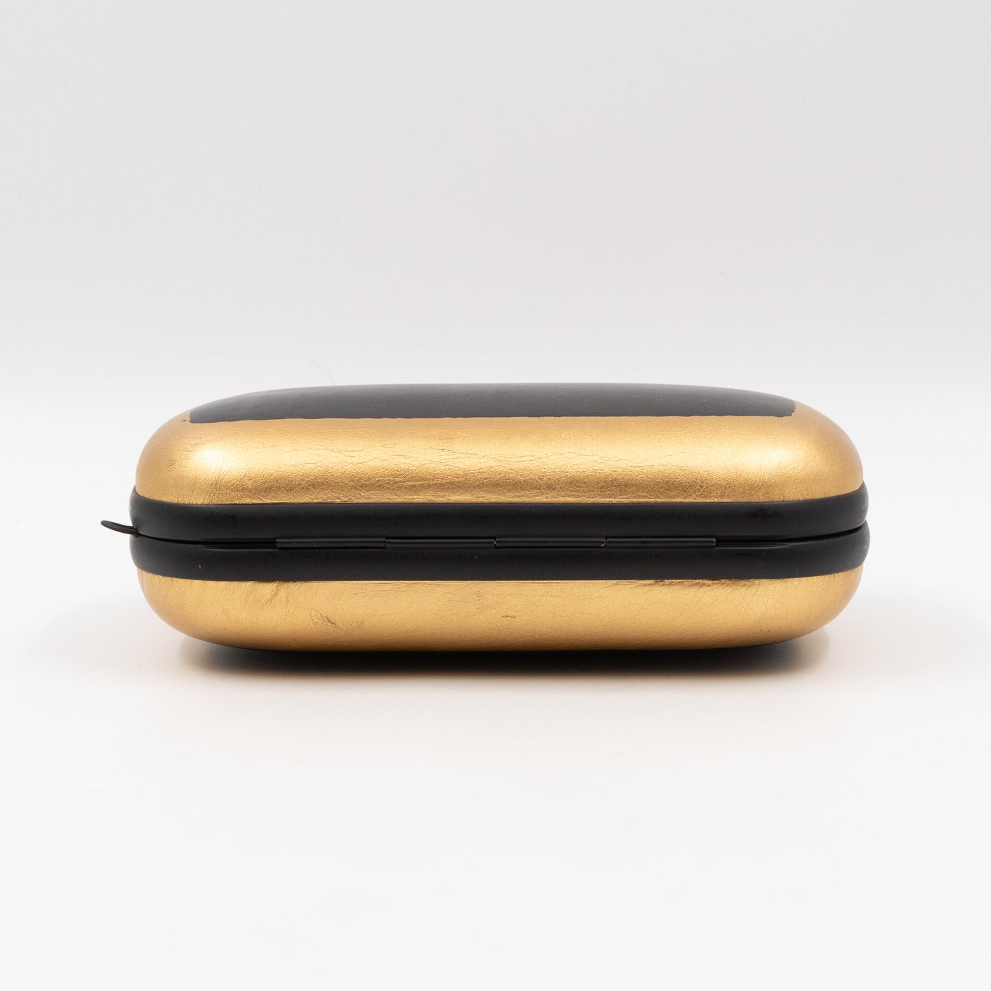 Knot Clutch with Chain Black & Gold Leather