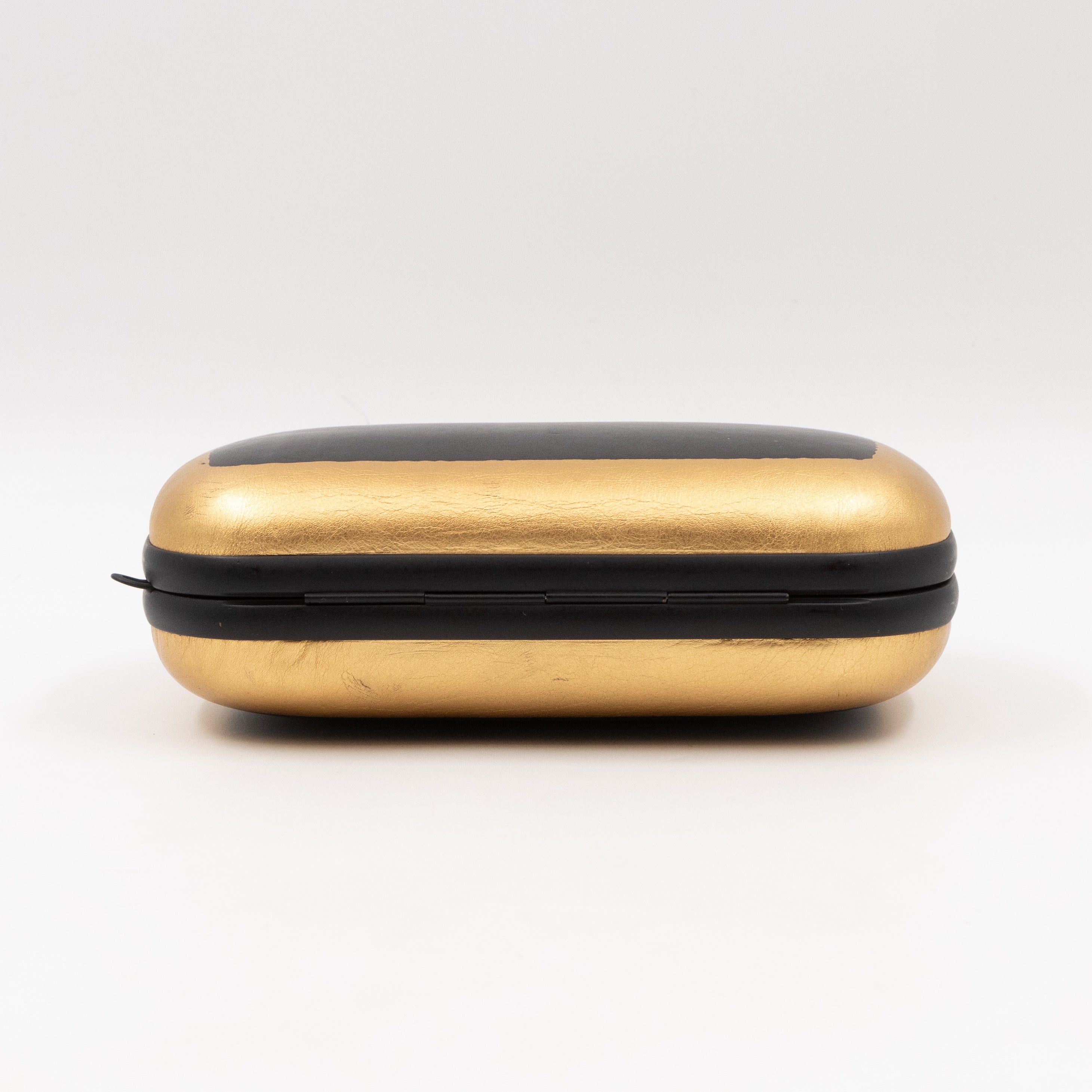 Knot Clutch with Chain Black & Gold Leather