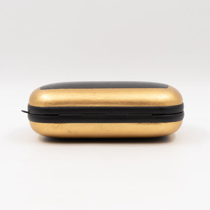 Knot Clutch with Chain Black & Gold Leather