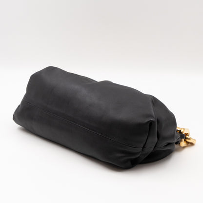 The Chain Pouch Black Leather Gold