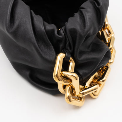 The Chain Pouch Black Leather Gold