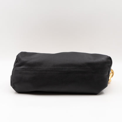 The Chain Pouch Black Leather Gold