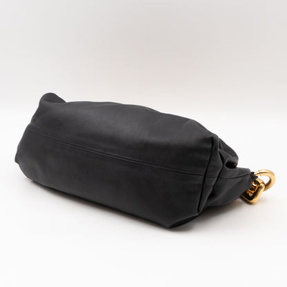 The Chain Pouch Black Leather Gold