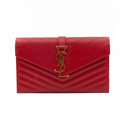 Envelope Clutch Red Smooth Leather