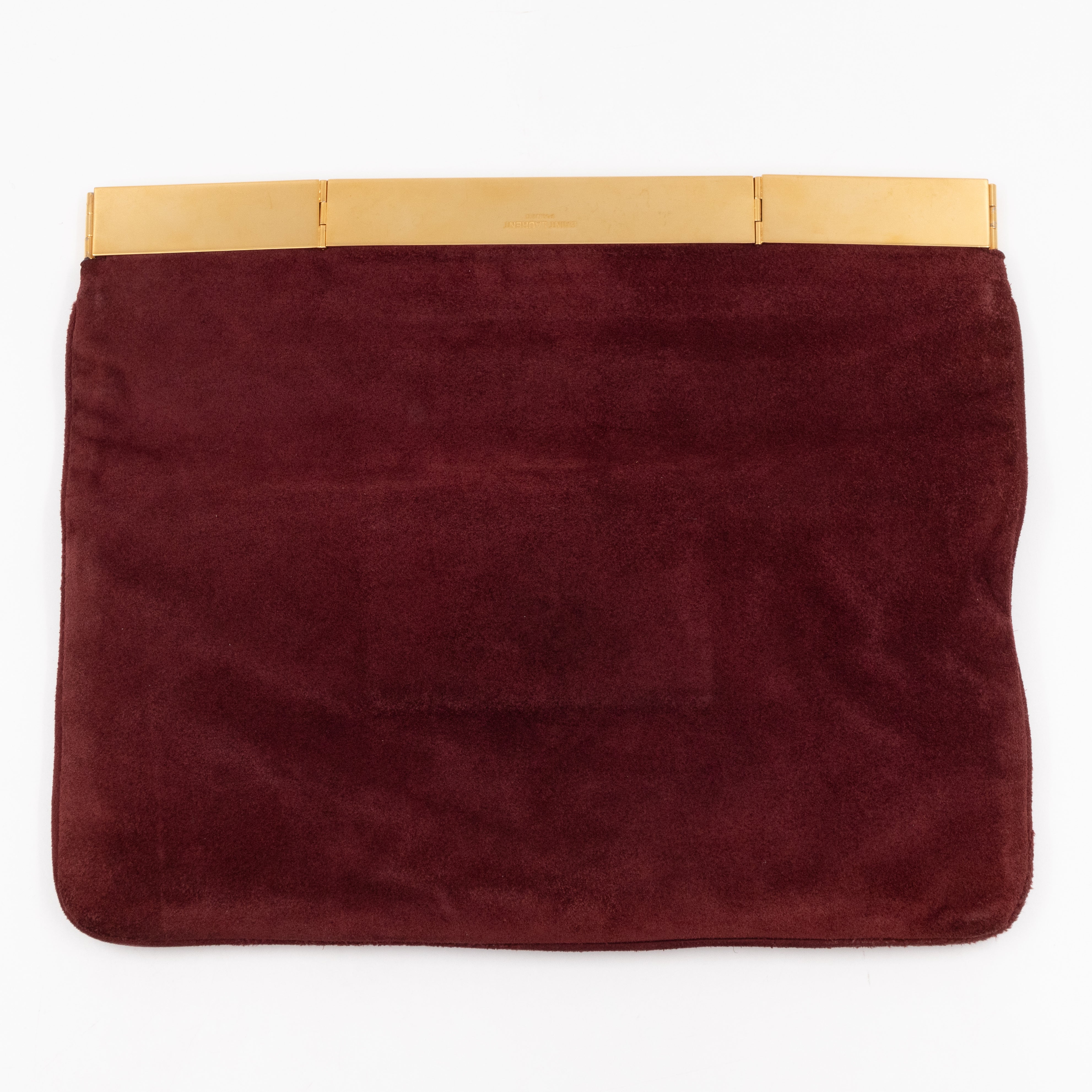 Courtney Fold-Over Clutch Burgundy Suede