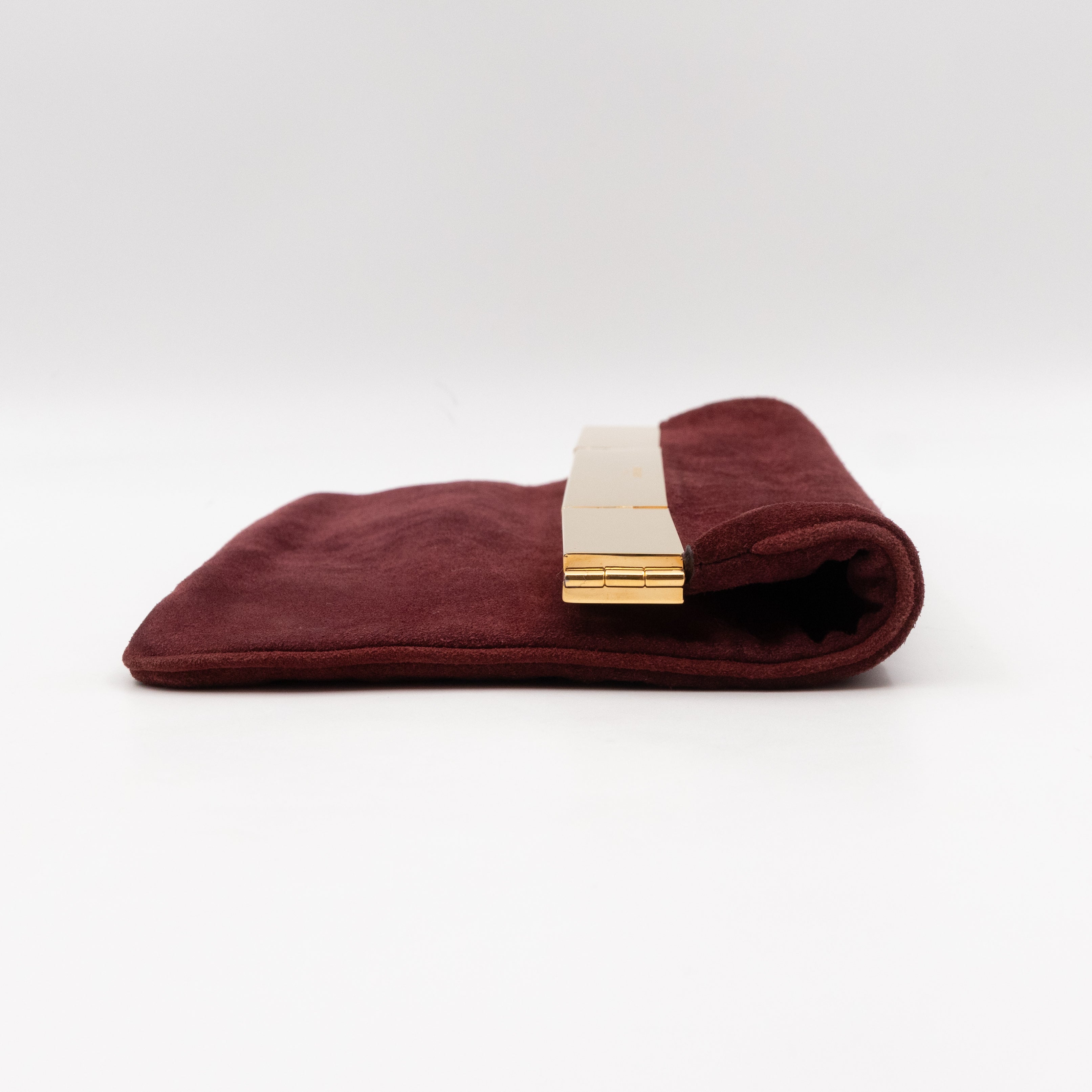Courtney Fold-Over Clutch Burgundy Suede