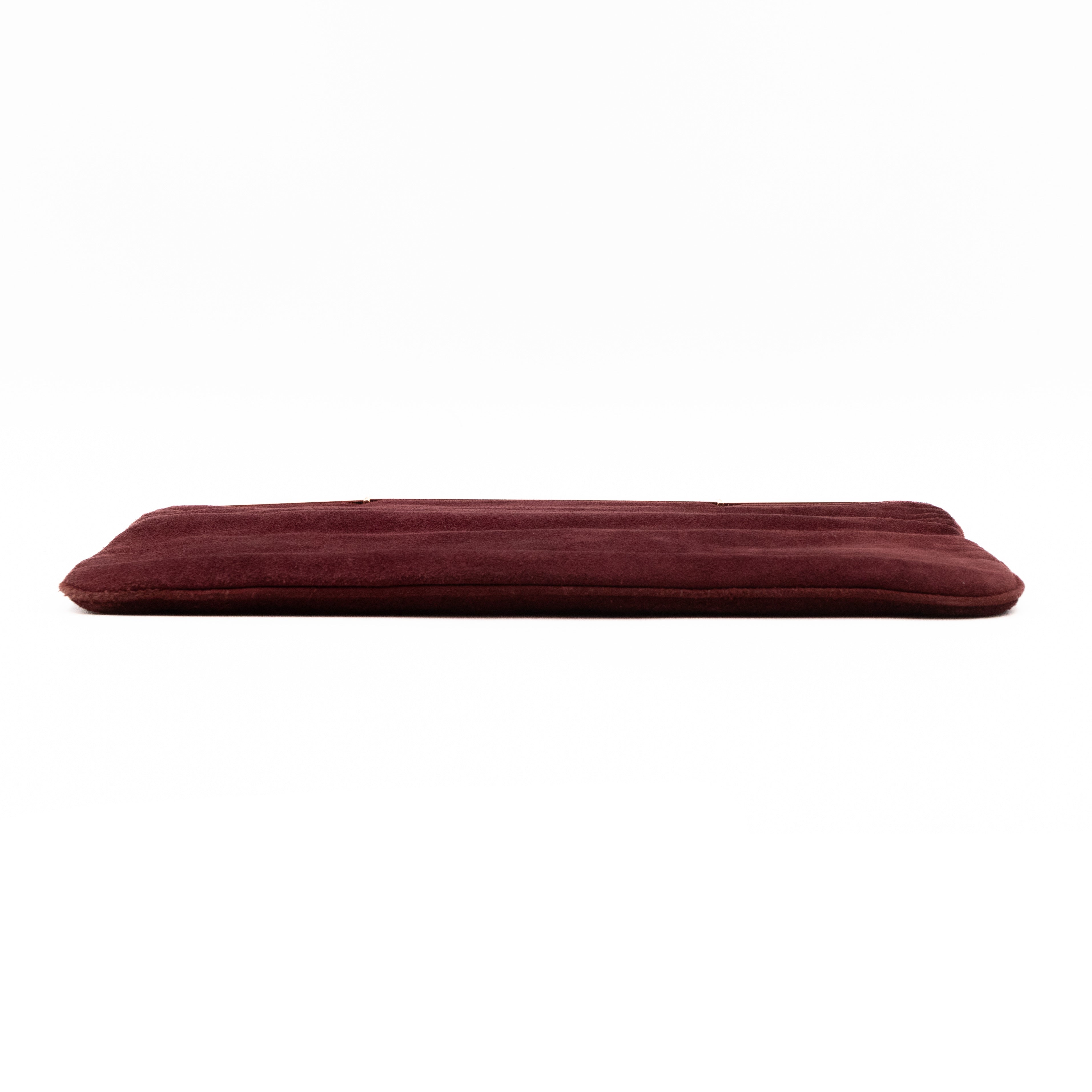 Courtney Fold-Over Clutch Burgundy Suede