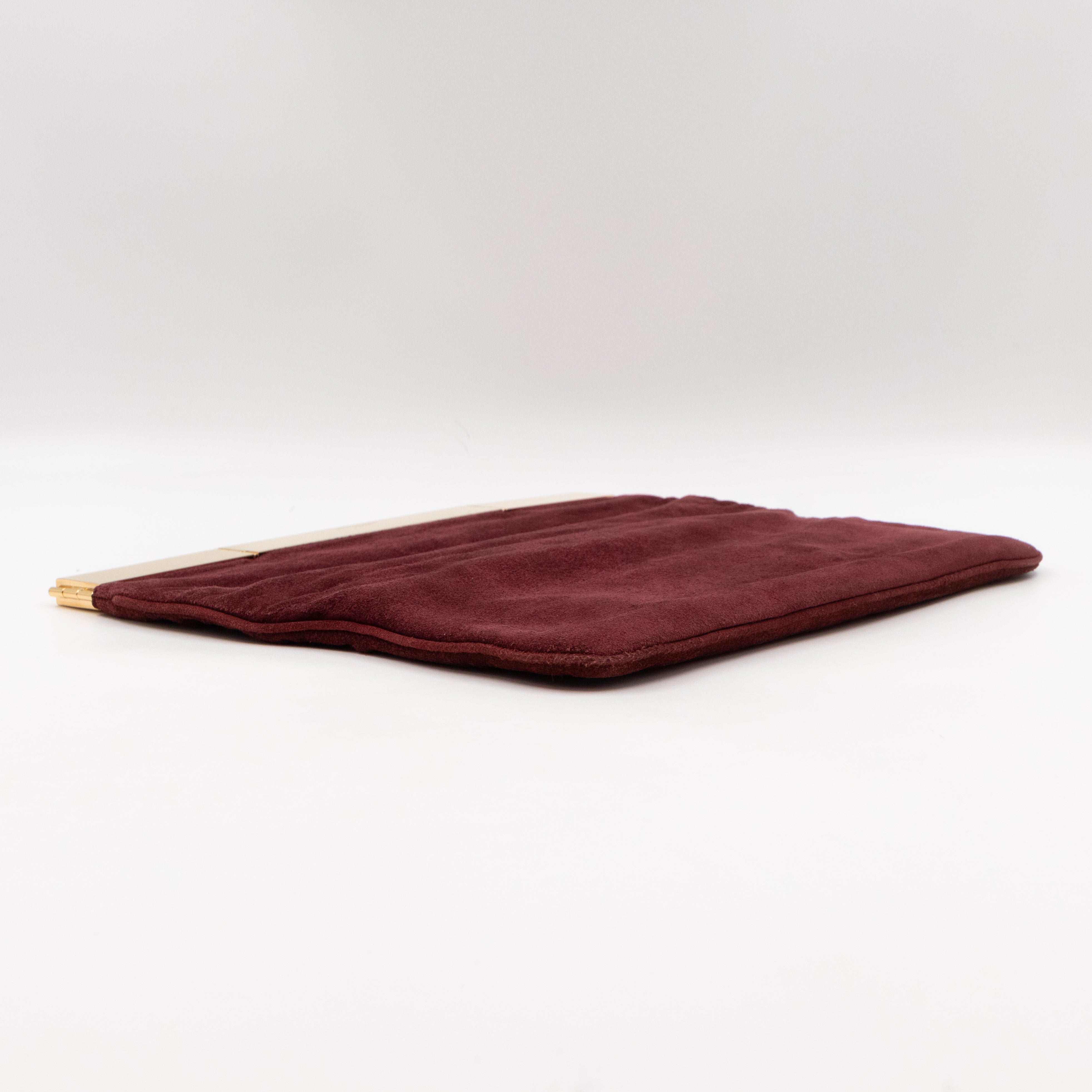 Courtney Fold-Over Clutch Burgundy Suede