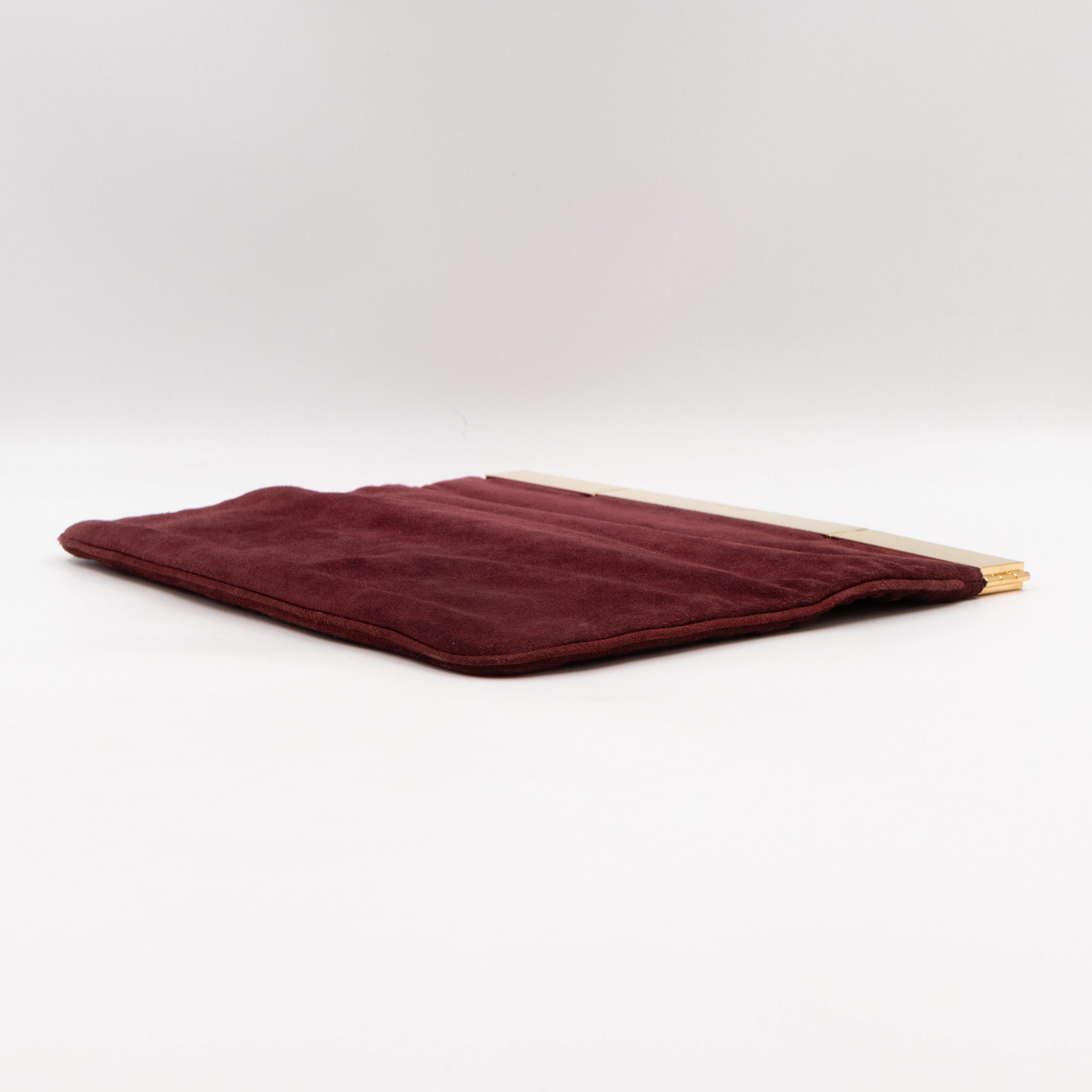Courtney Fold-Over Clutch Burgundy Suede