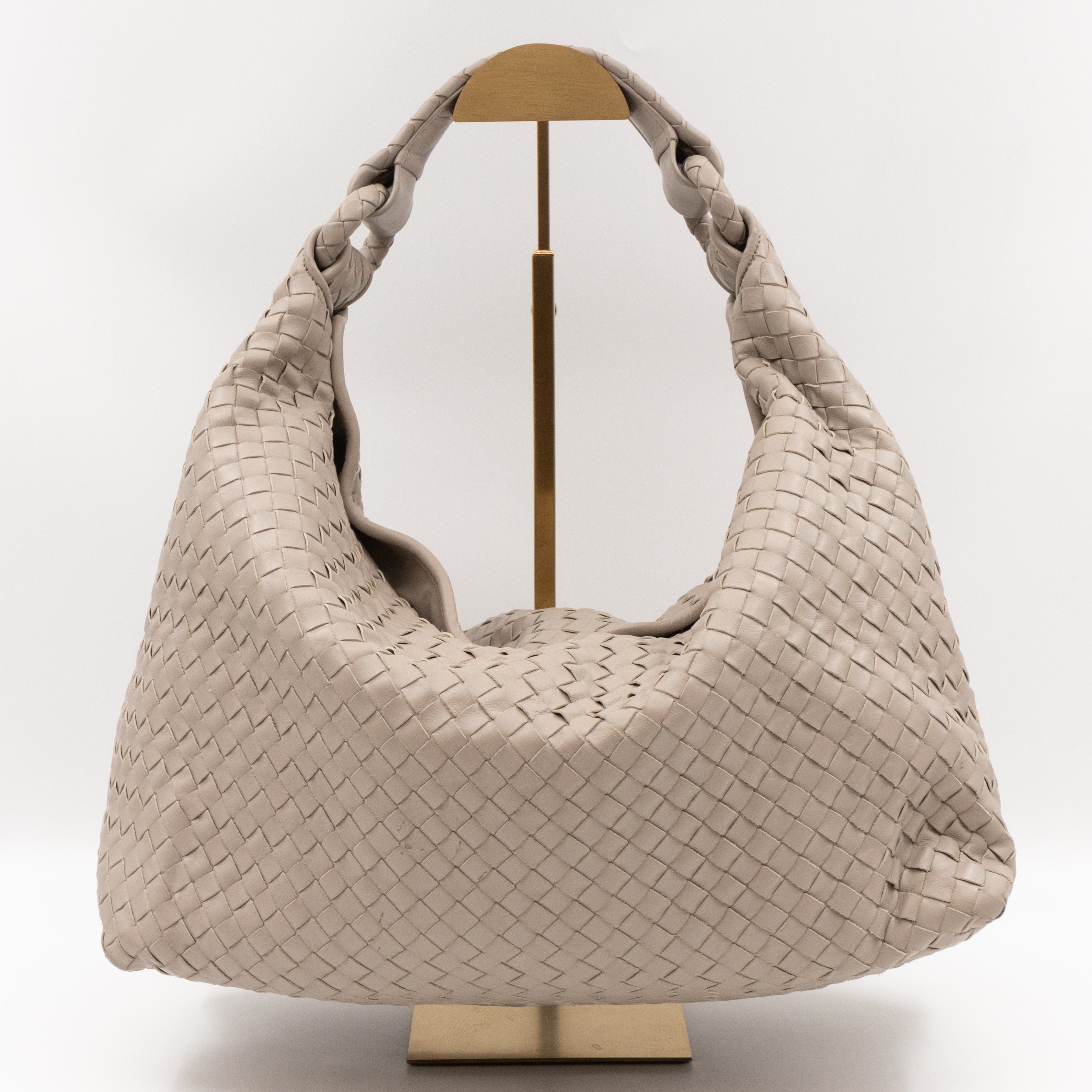 Sloane Hobo Bag Intrecciato Light Grey Leather