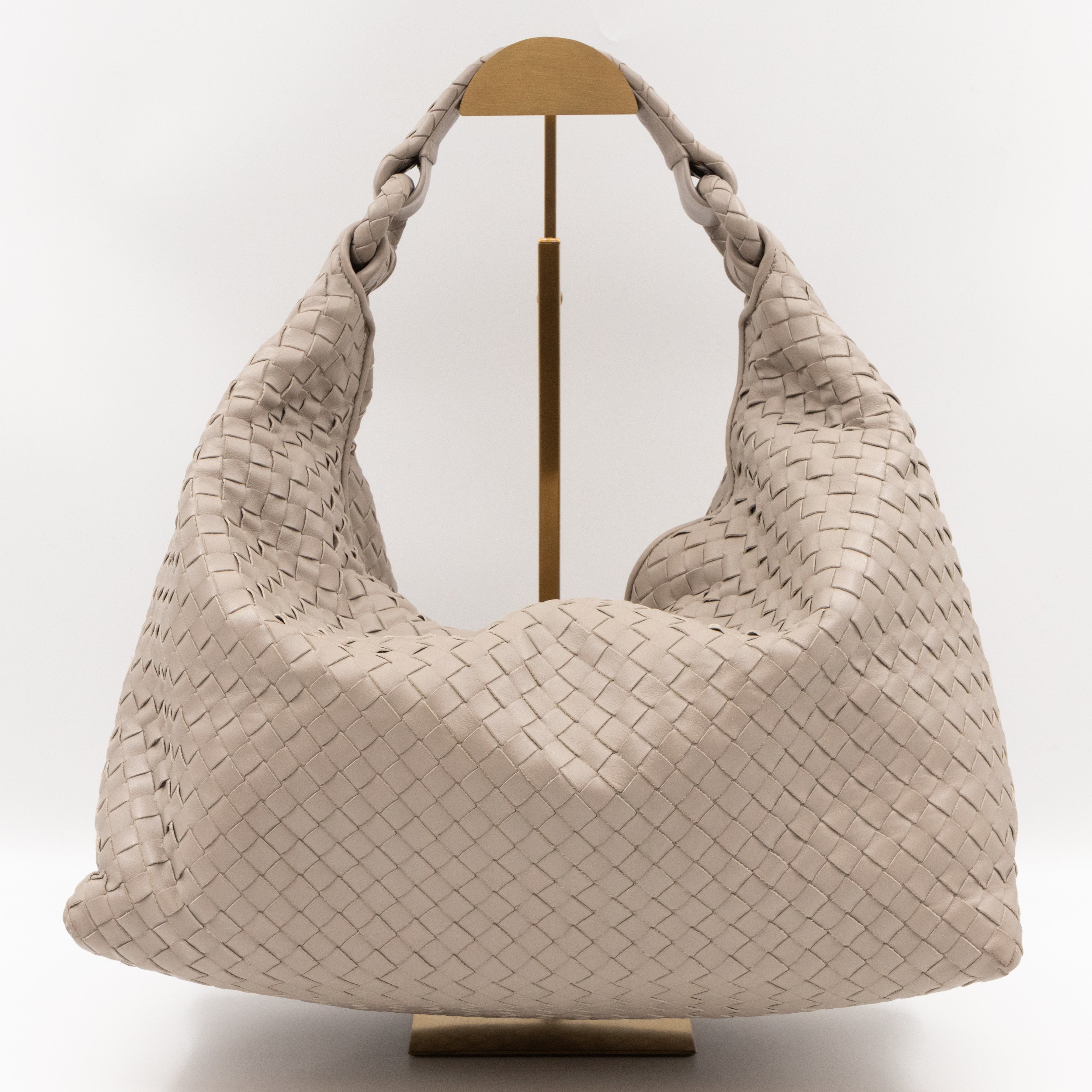 Sloane Hobo Bag Intrecciato Light Grey Leather