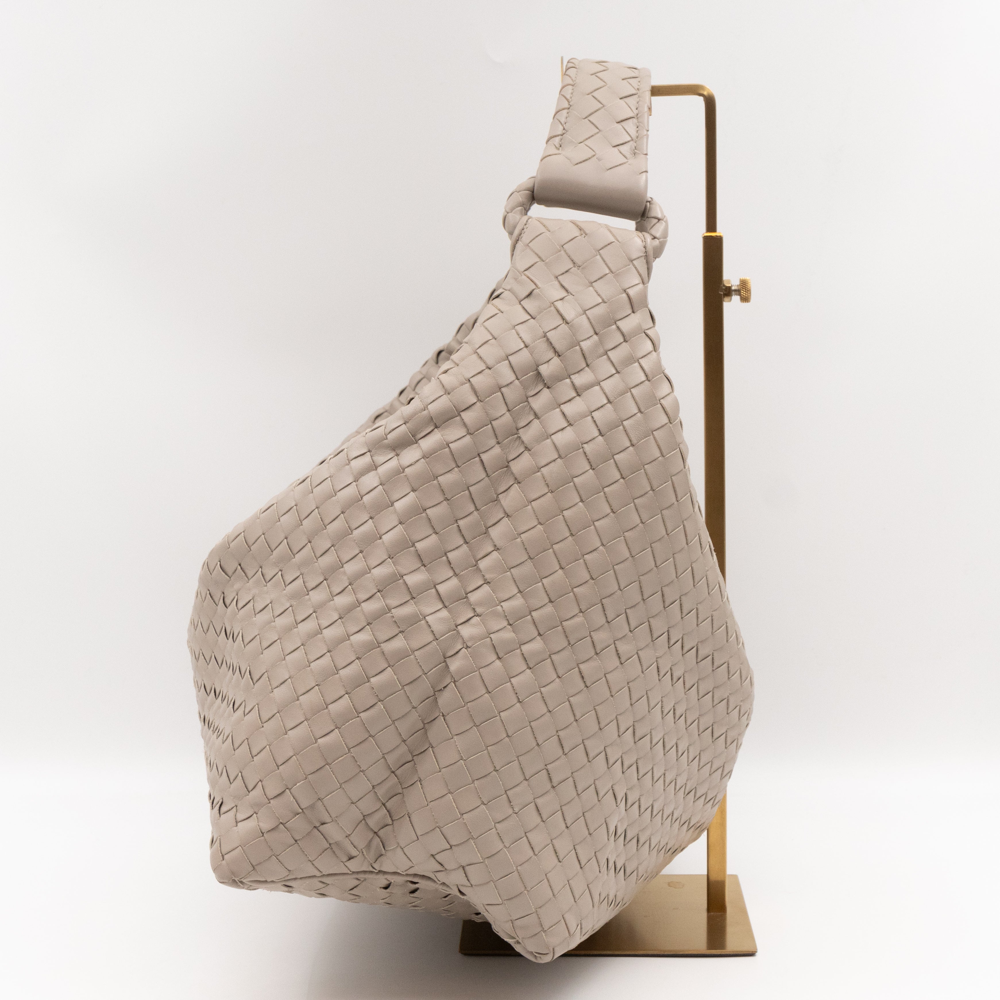 Sloane Hobo Bag Intrecciato Light Grey Leather