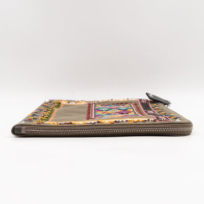 Document Holder Military Green Bordado Beads