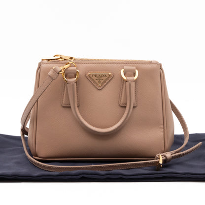 Galleria Micro Double Zip Nude Saffiano