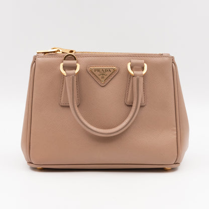 Galleria Micro Double Zip Nude Saffiano