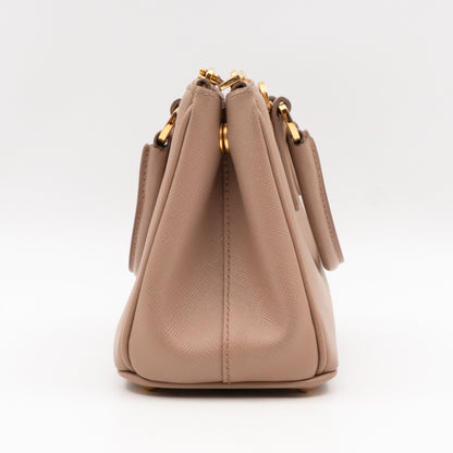 Galleria Micro Double Zip Nude Saffiano