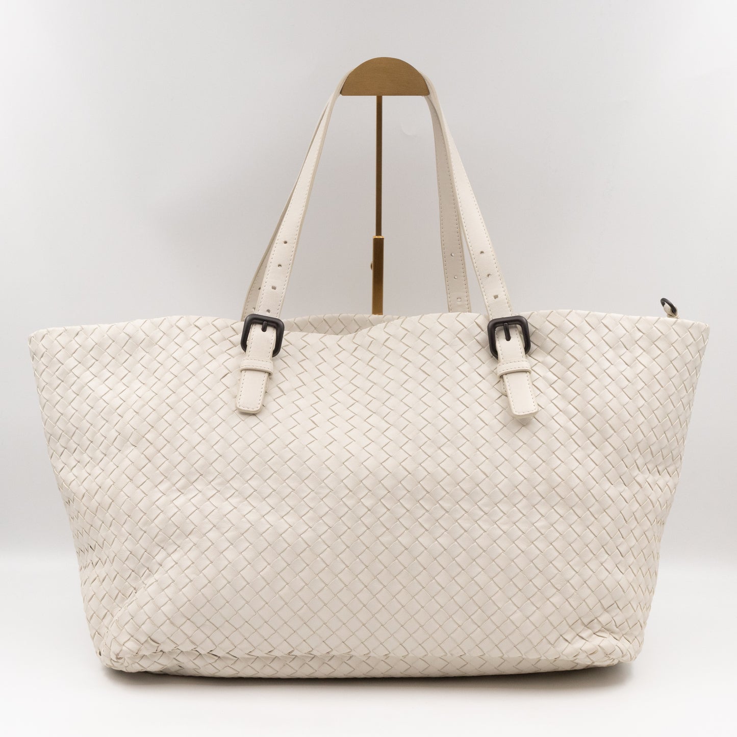 Large Cabat Tote White Intrecciato Leather