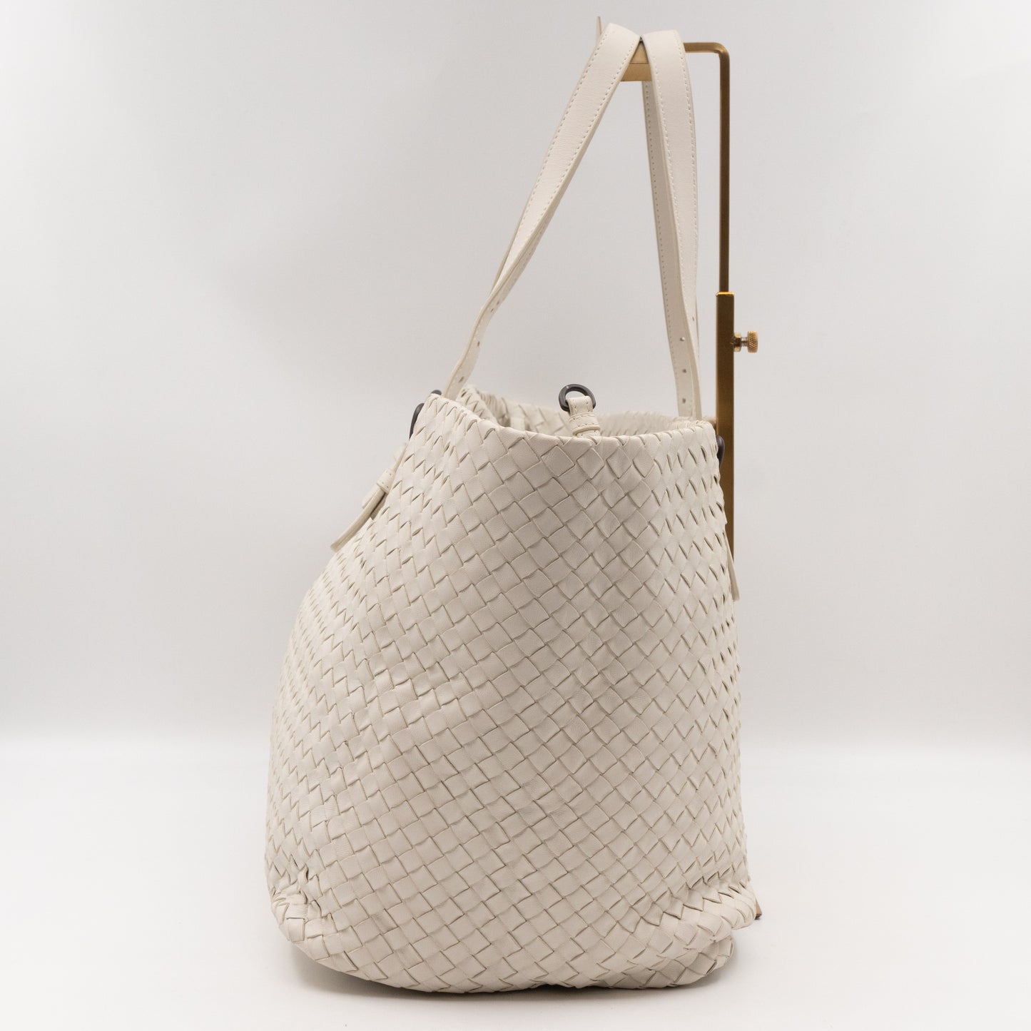 Large Cabat Tote White Intrecciato Leather