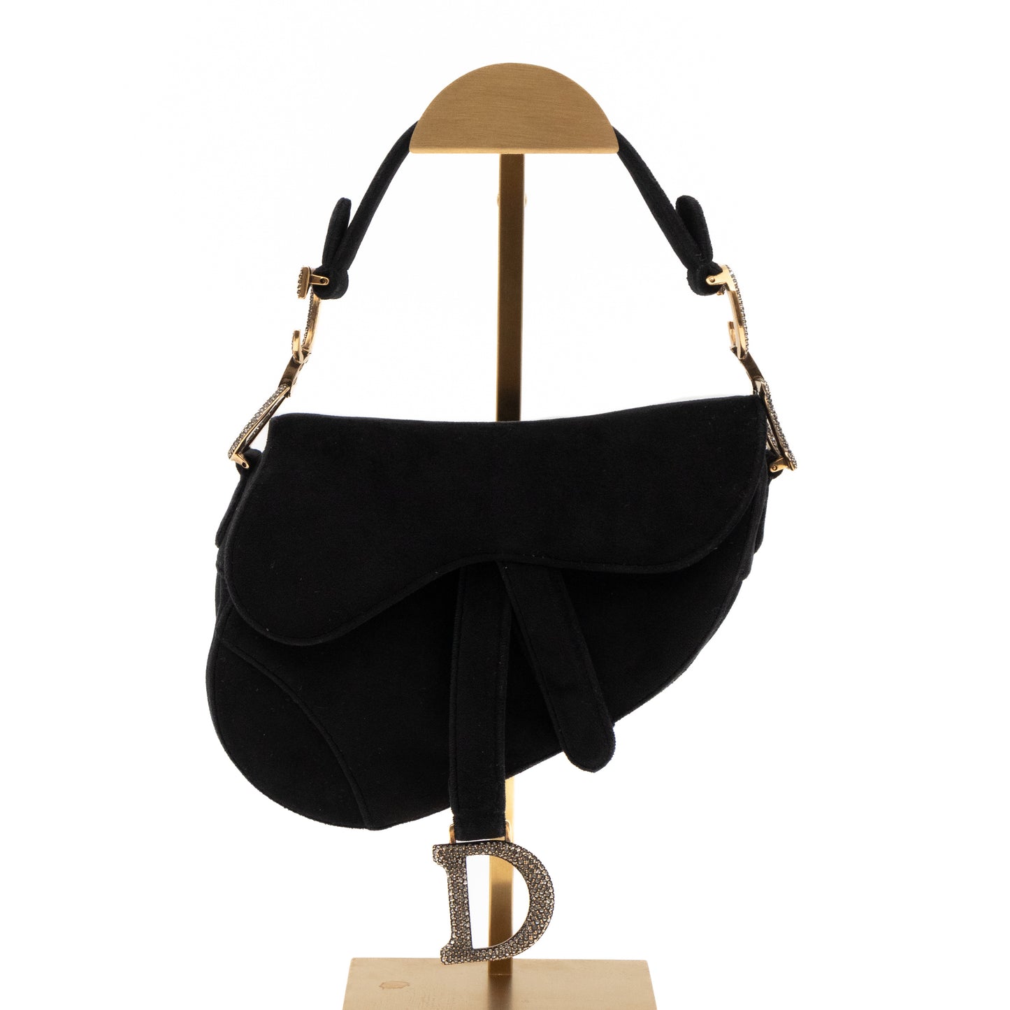 Mini Saddle Bag Crystal & Black Velvet