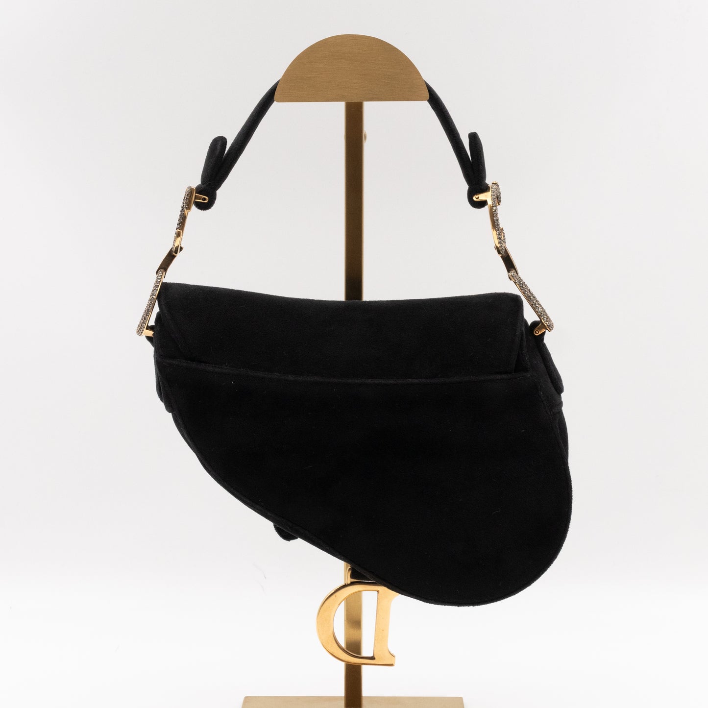 Mini Saddle Bag Crystal & Black Velvet