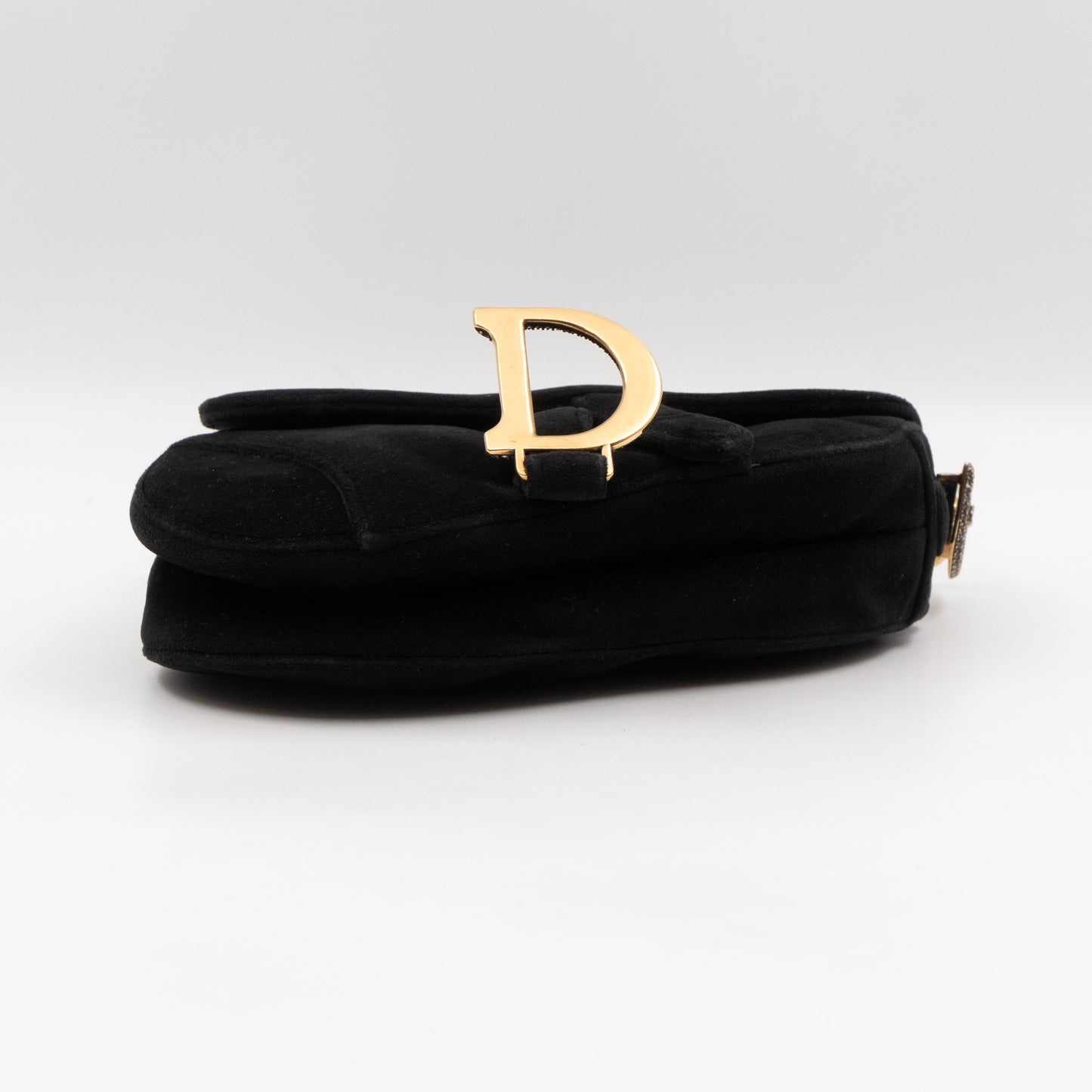 Mini Saddle Bag Crystal & Black Velvet