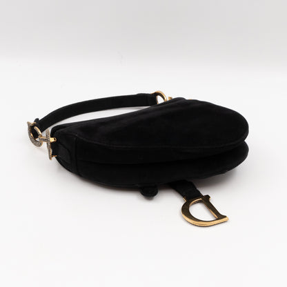 Mini Saddle Bag Crystal & Black Velvet