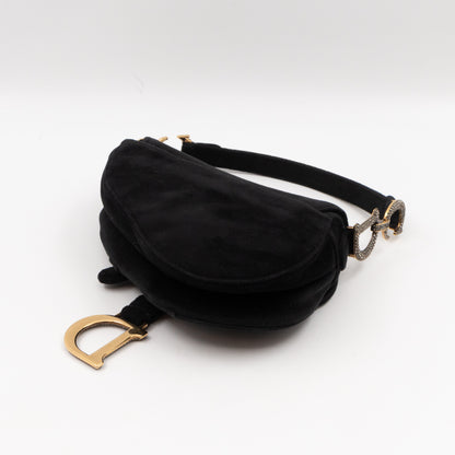 Mini Saddle Bag Crystal & Black Velvet