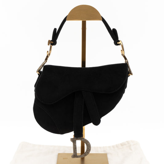 Mini Saddle Bag Crystal & Black Velvet
