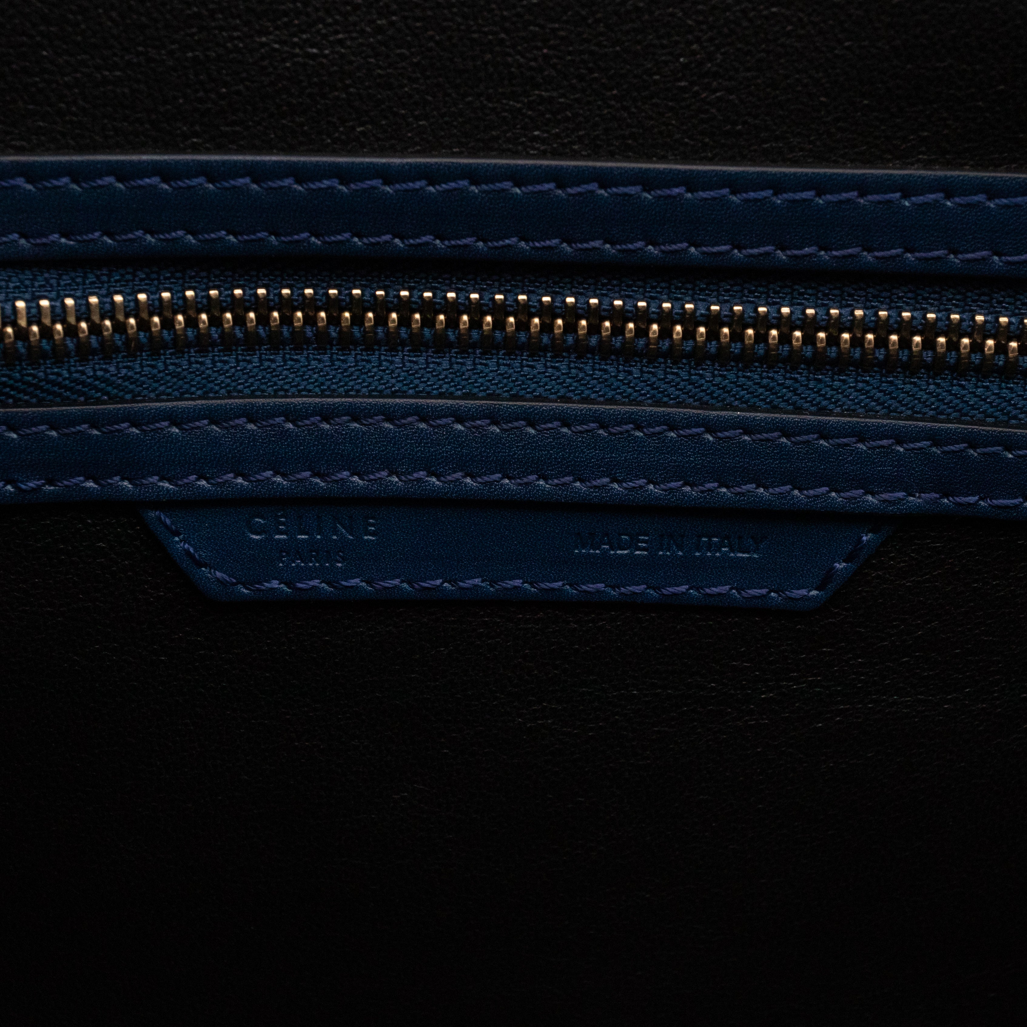 Mini Luggage Blue Leather with Black Handles